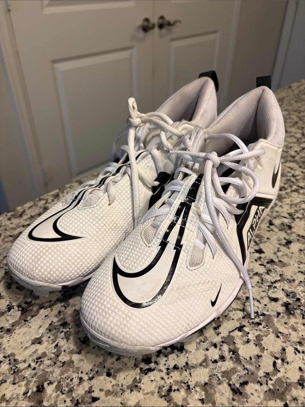 Nike White and Black Alpha Football Cleats